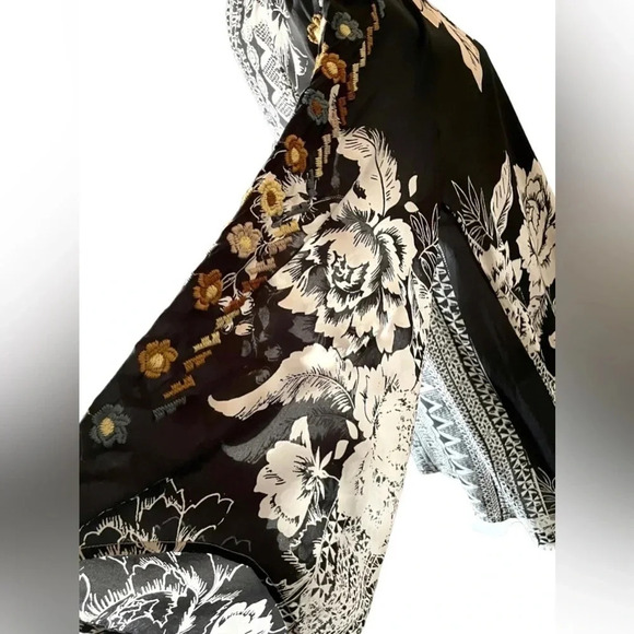 Johnny Was BIYA Floral Embroidered Silk Boho Tunic Blouse - Picture 4 of 6